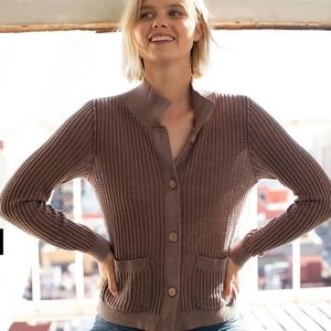 Hello Nite NWT Waffle Sweater Jacket - White Sand Small